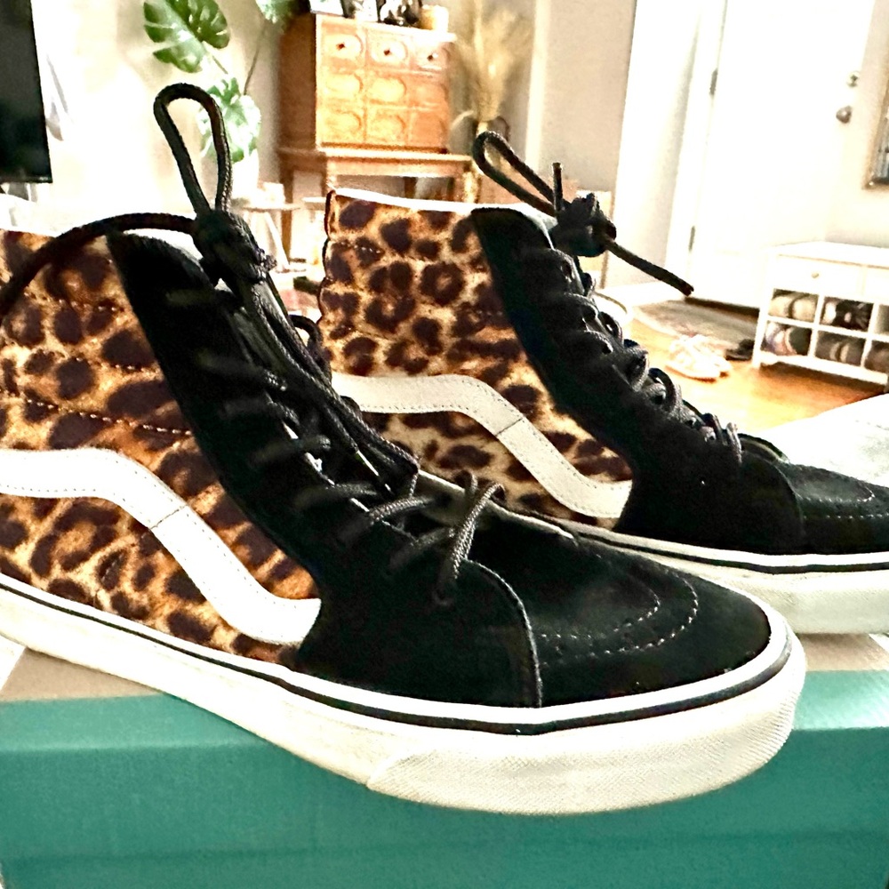 Leopard Print High-Top Sneakers